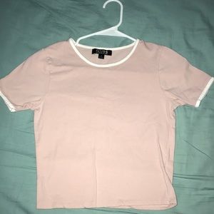 medium muted pink cropped ringer tee